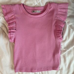 ZARA, SMALL, PINK RUFFLE TOP